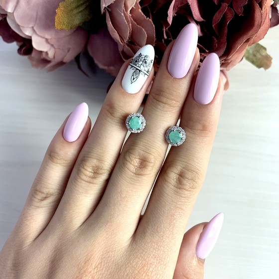 Серебряные серьги с изумрудом 1.259ct