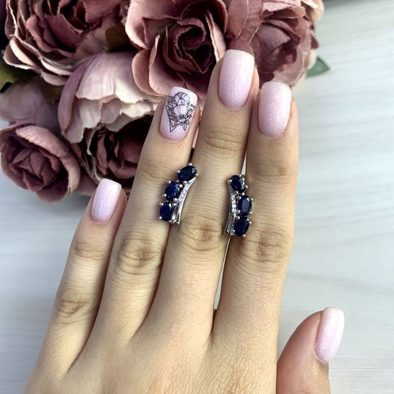 Серебряные серьги с сапфиром 3.632ct