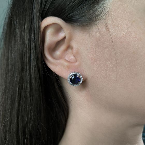 Серебряные серьги с сапфиром nano 3.749ct