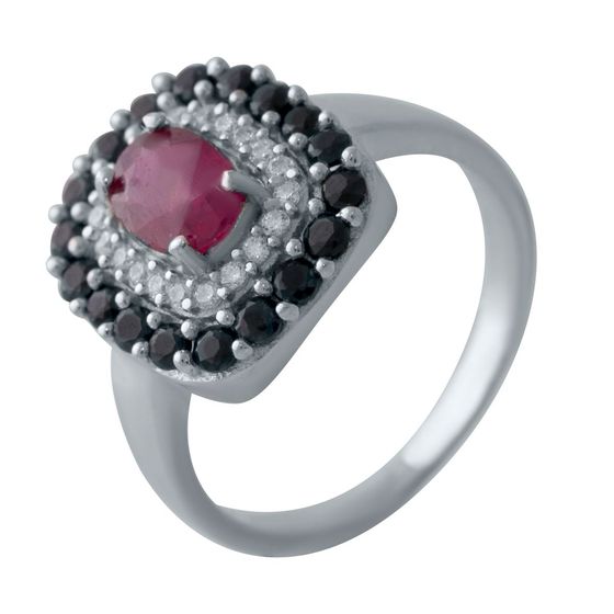 Серебряное кольцо с рубином 2.313ct, сапфиром