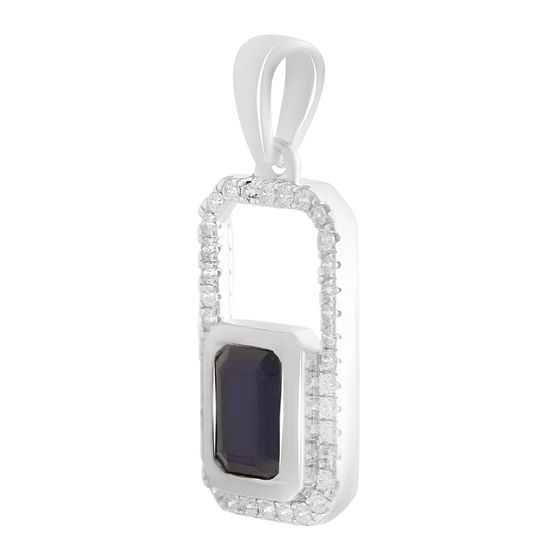 Серебряная подвеска с сапфиром 1.627ct, фианитами