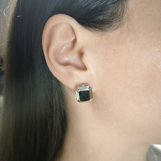 Серебряные серьги с топазом Лондон Блю 5.963ct