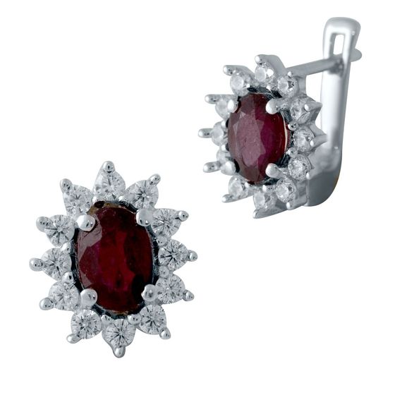 Серебряные серьги с рубином 3.695ct