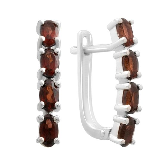 Серебряные серьги с гранатом