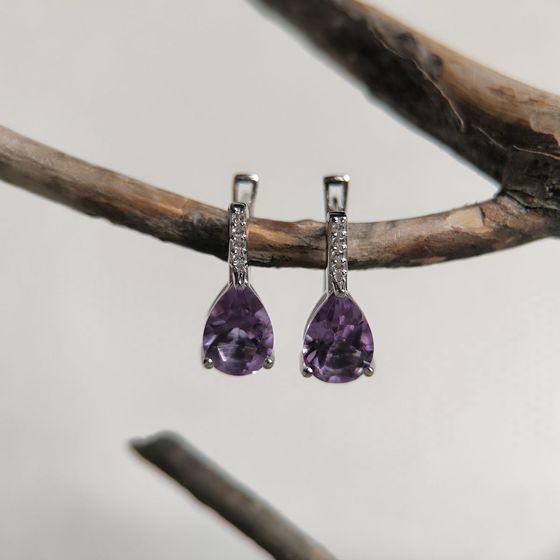 Серебряные серьги с аметистом 3.703ct