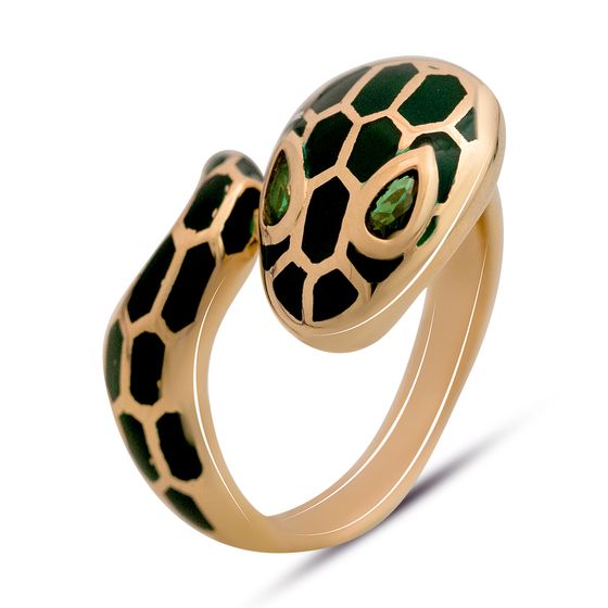 Золотое кольцо с фианитами 0.04ct, емаллю