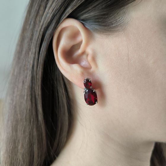 Серебряные серьги с гранатом 11.623ct