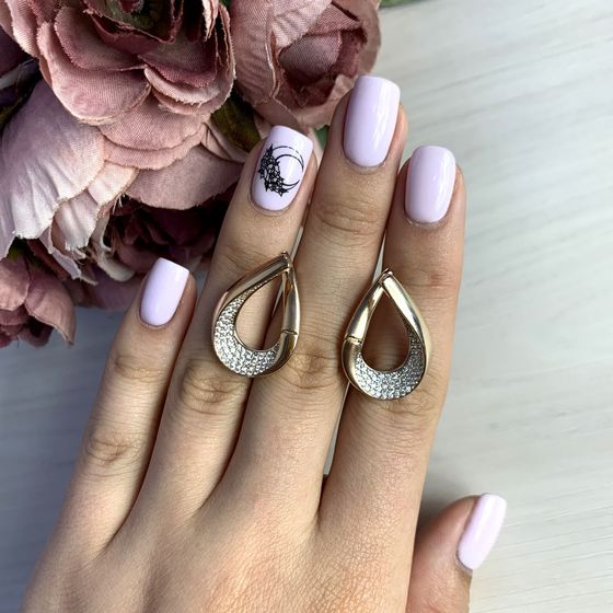 Золотые серьги с фианитами 1.2ct