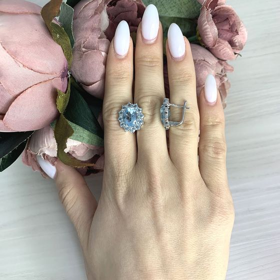 Серебряные серьги с топазом 9.983ct