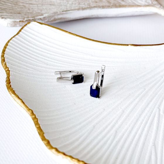 Серебряные серьги с сапфиром 3.22ct