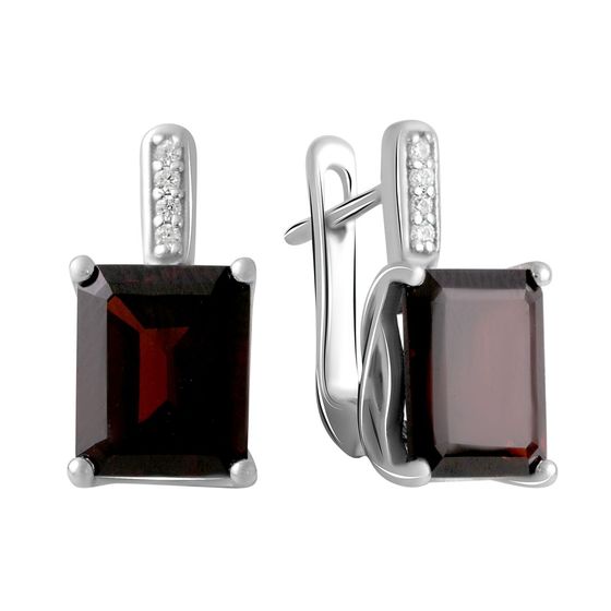 Серебряные серьги с гранатом 6.897ct