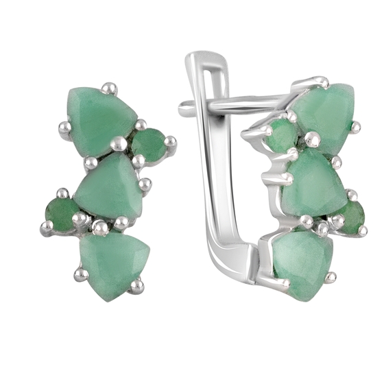 Серебряные серьги с изумрудом 1.28ct