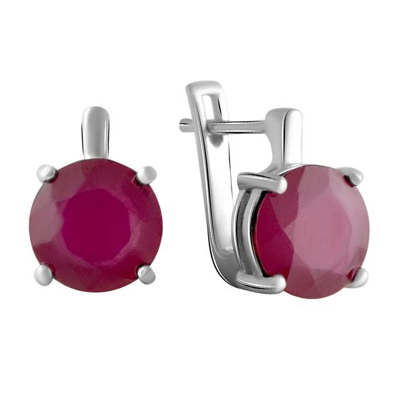 Серебряные серьги с рубином 3.725ct