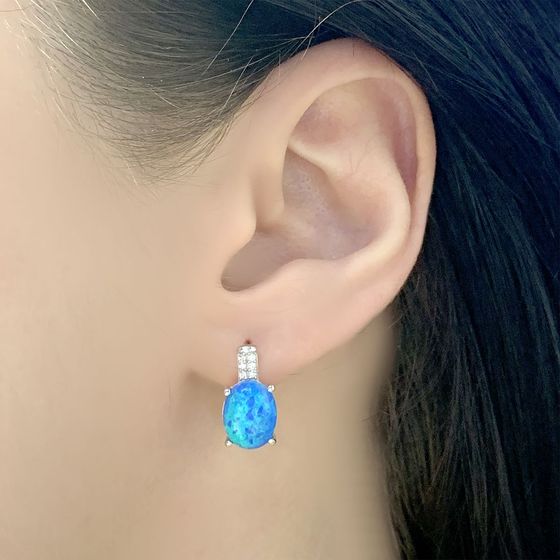 Серебряные серьги с опалом 2.198ct