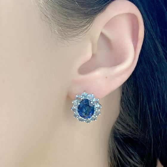 Серебряные серьги с топазом Лондон Блю 6ct