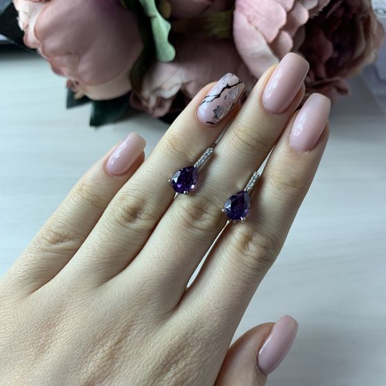 Серебряные серьги с александритом 4.228ct