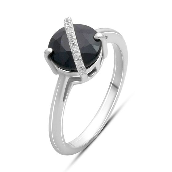 Серебряное кольцо с сапфиром 2.732ct, фианитами
