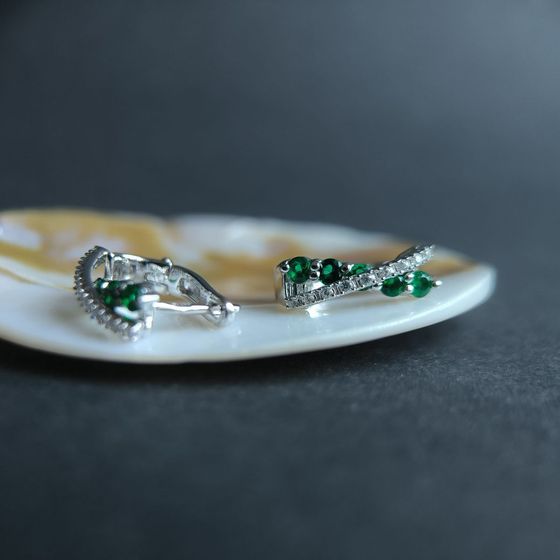 Серебряные серьги с изумрудом nano 1.152ct