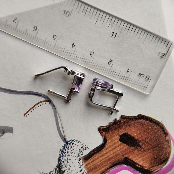 Серебряные серьги с аметистом 3.703ct