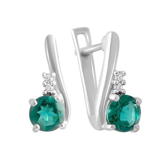 Серебряные серьги с аквамарином nano 0.963ct, фианитами