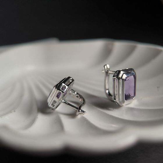 Серебряные серьги с аметистом 6.275ct