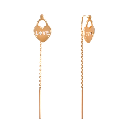 Золотые серьги с фианитами 0.04ct