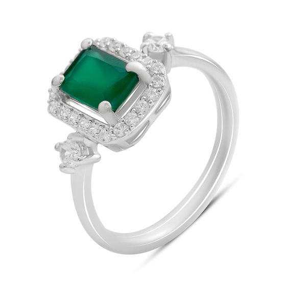 Серебряное кольцо с агатом 1.568ct, фианитами