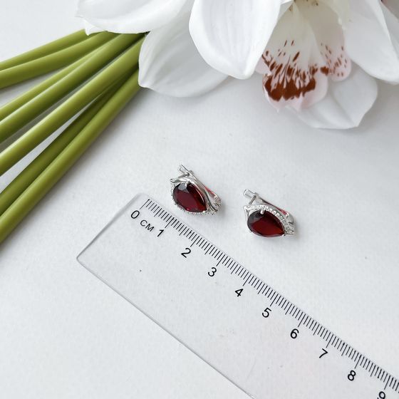 Серебряные серьги с гранатом 6.54ct