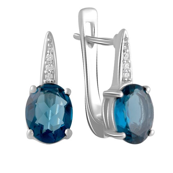 Серебряные серьги с топазом Лондон Блю 1.65ct