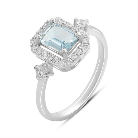 Серебряное кольцо с топазом 1.843ct, фианитами