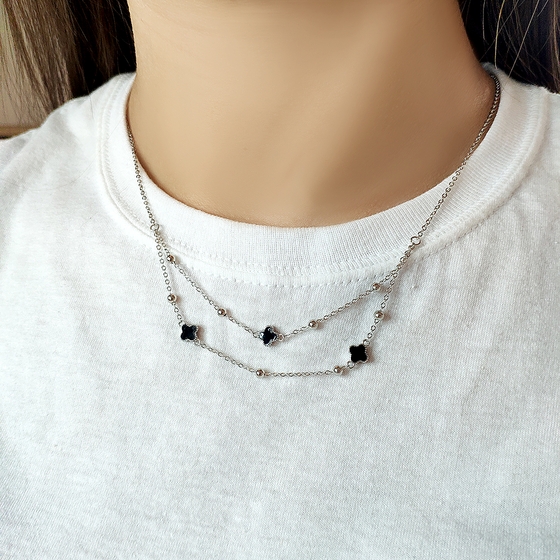 Серебряное колье с ониксом