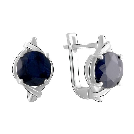 Серебряные серьги с сапфиром