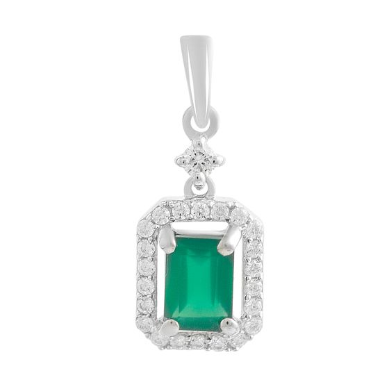 Серебряная подвеска с агатом 1.543ct, фианитами
