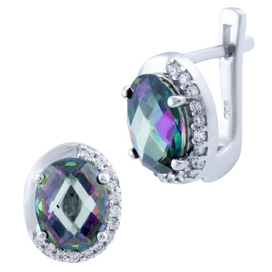 Серебряные серьги с мистик топазом 3.75ct