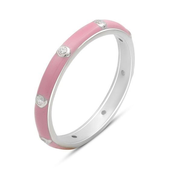 Серебряное кольцо с емаллю, фианитами