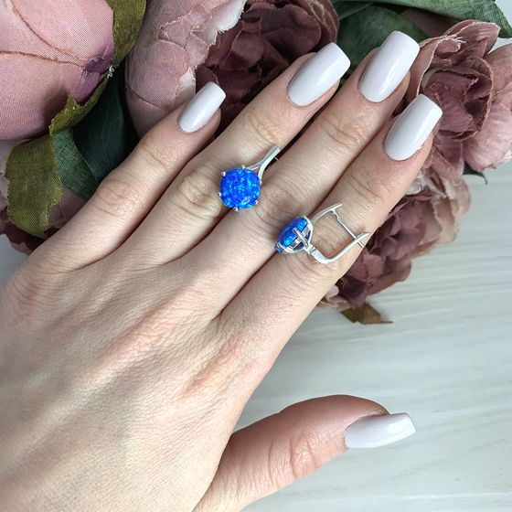 Серебряные серьги с опалом 3.333ct