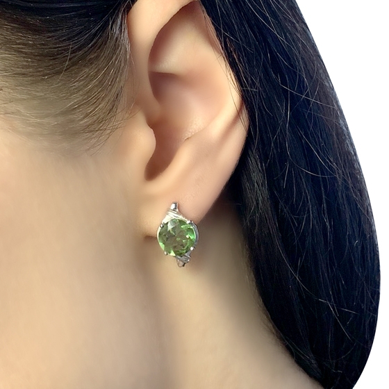 Серебряные серьги с султанитом 3.5ct