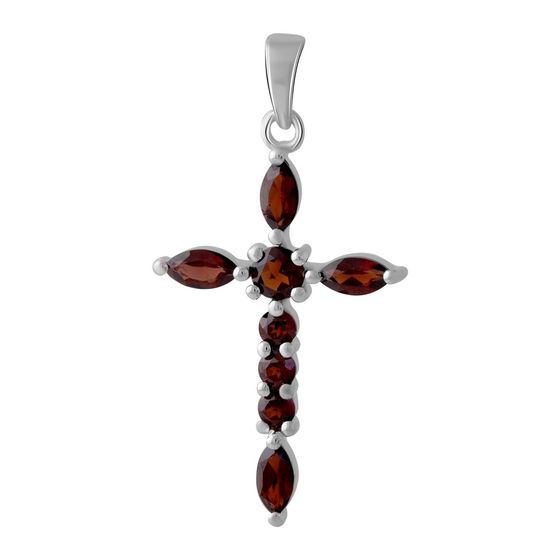 Серебряный крестик с гранатом 2.008ct
