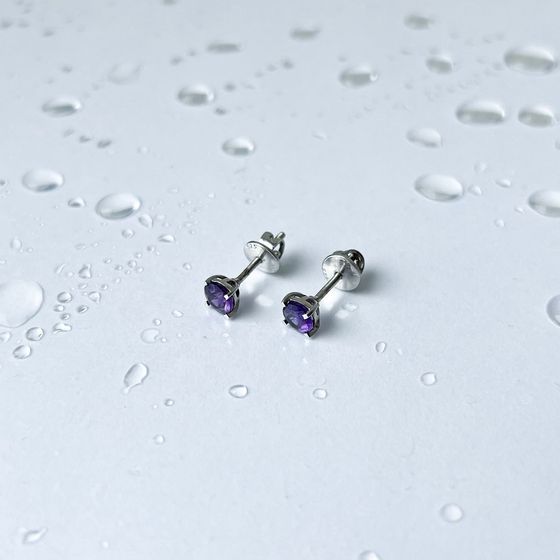 Серебряные серьги с аметистом 0.918ct