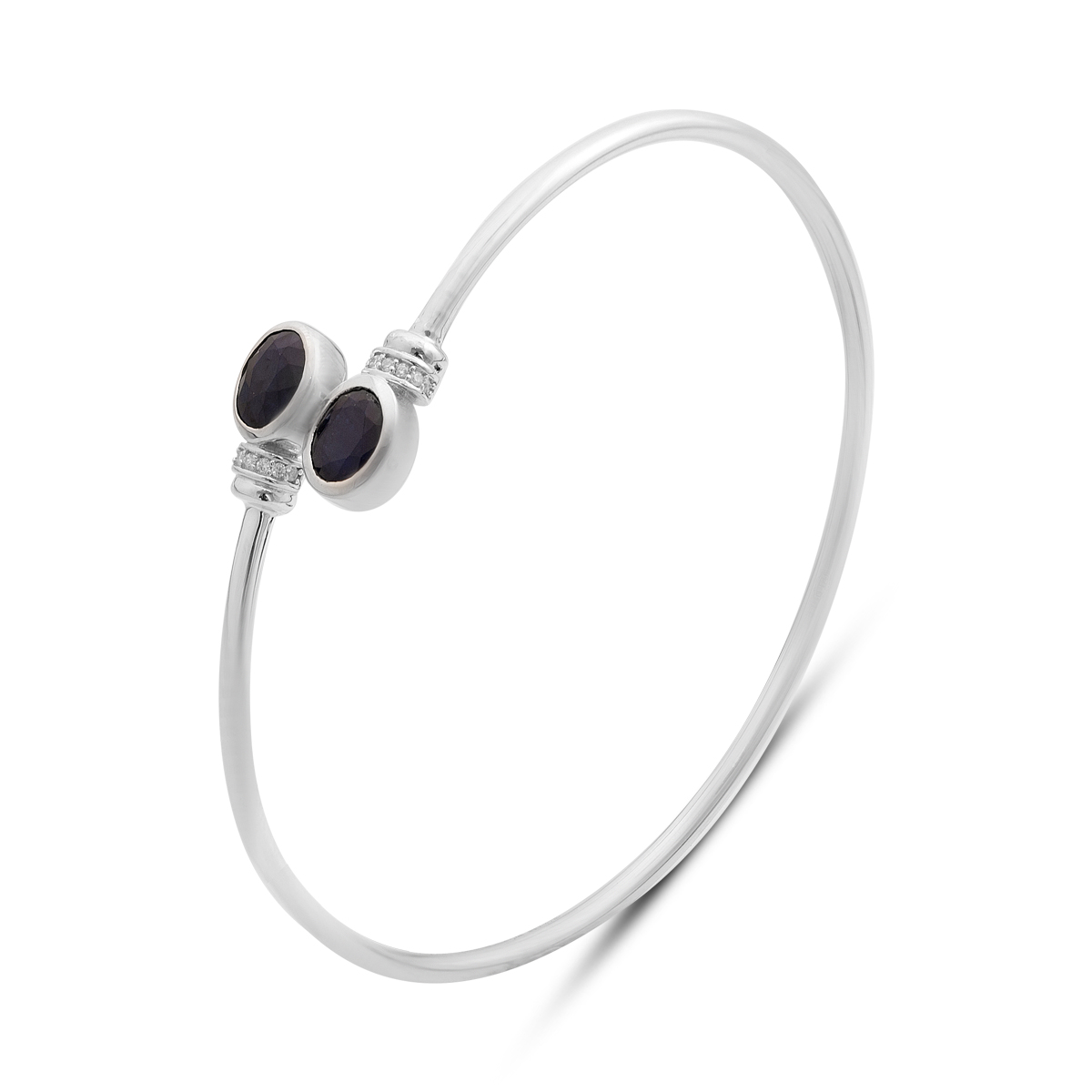 Серебряный браслет с сапфиром 3.171ct, фианитами