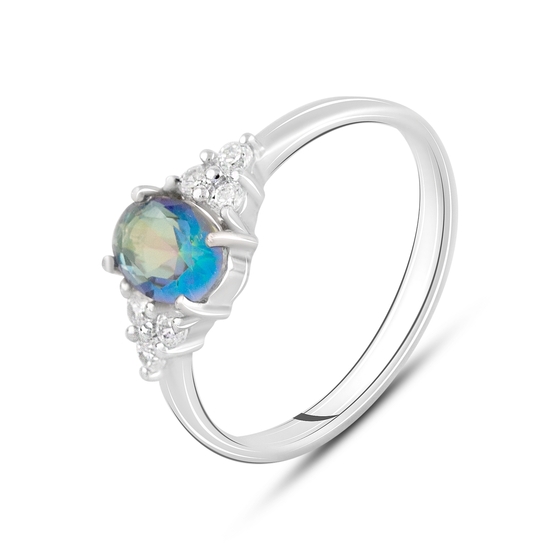 Серебряное кольцо с мистик топазом 0.947ct, фианитами
