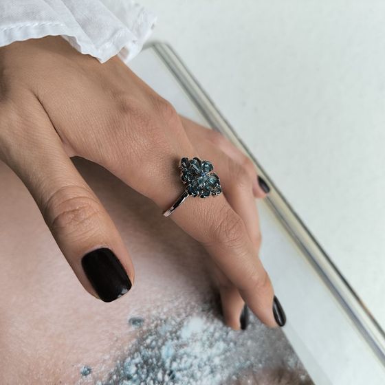 Серебряное кольцо с топазом Лондон Блю 3.038ct, топазом