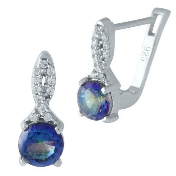 Серебряные серьги с мистик топазом 1.409ct