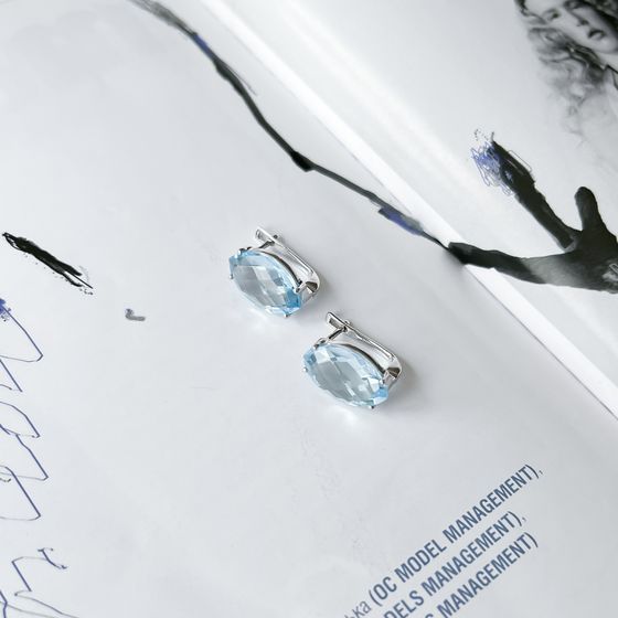 Серебряные серьги с топазом 12.25ct