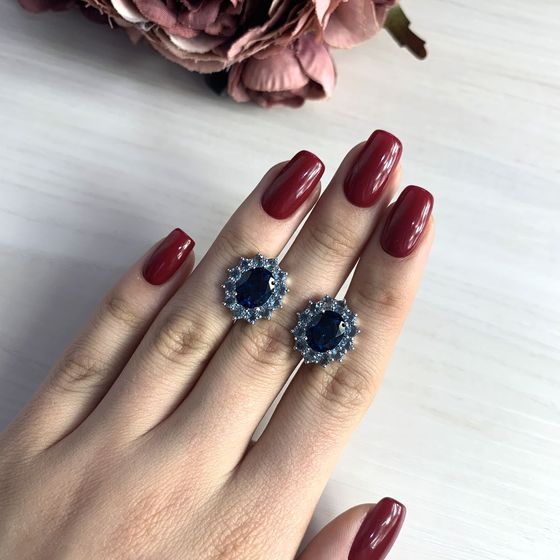 Серебряные серьги с топазом Лондон Блю 6ct
