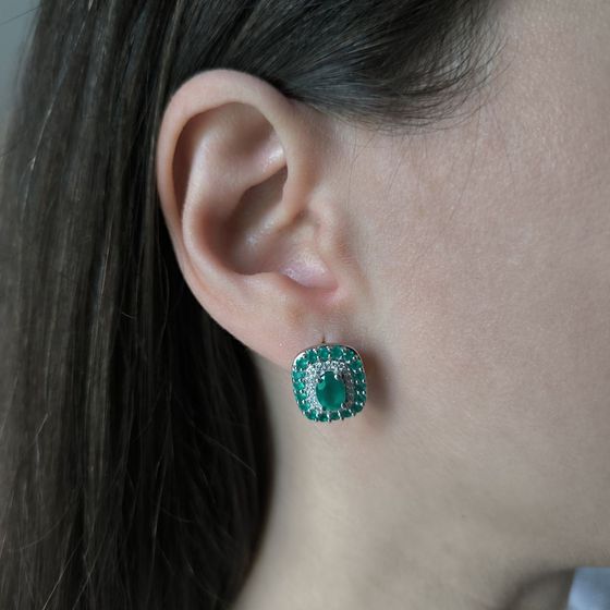 Серебряные серьги с агатом 3.033ct