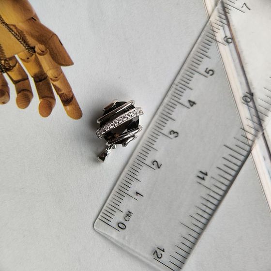 Серебряная подвеска с раухтопазом (дымчатым кварцем) 4.405ct, фианитами