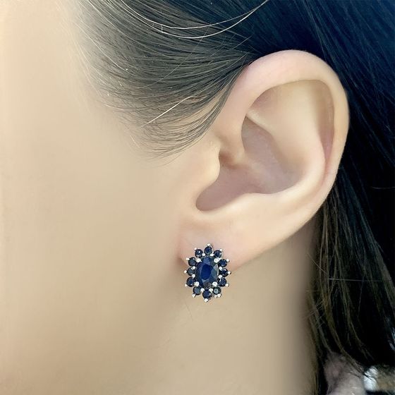 Серебряные серьги с сапфиром 3.1ct