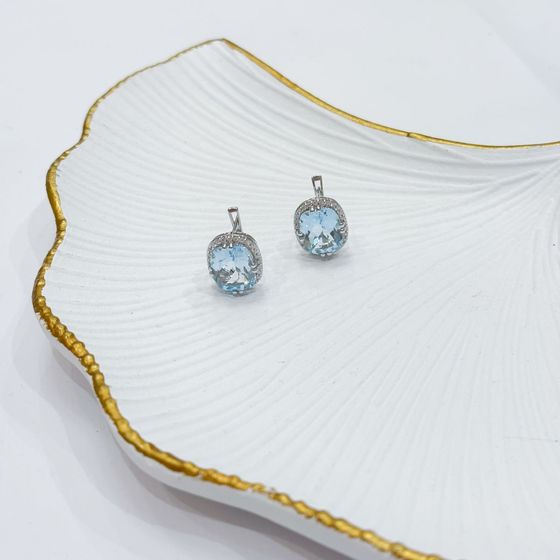 Серебряные серьги с топазом 13.49ct, фианитами