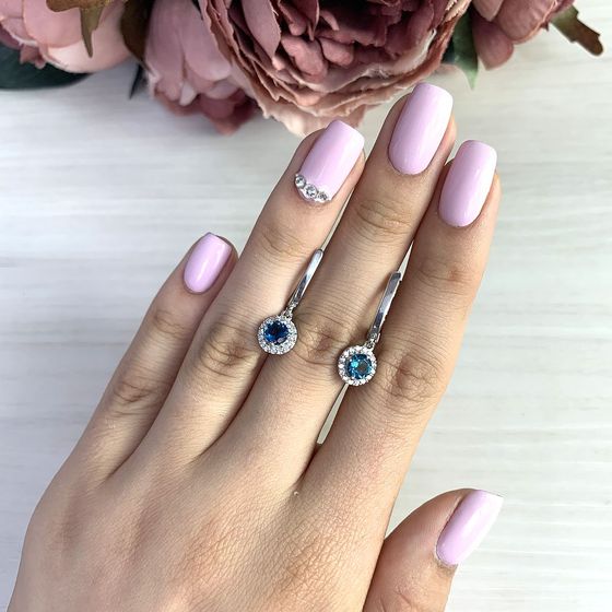 Серебряные серьги с топазом Лондон Блю 1.18ct